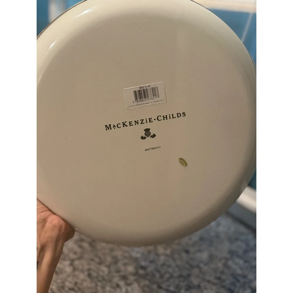 MacKenzie-Childs Courtly Check Enamel Abundant Bowl Black White Checkerboard